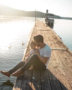 Father and Child on Dock