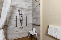 Accessible Guest Bathroom with Roll-In Shower and Grab Bars