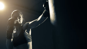 Woman Boxing Training At Gym